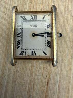 Vintage Seiko Quartz Tank Watch Ref. 2620-5040 Roman Numeral Dial